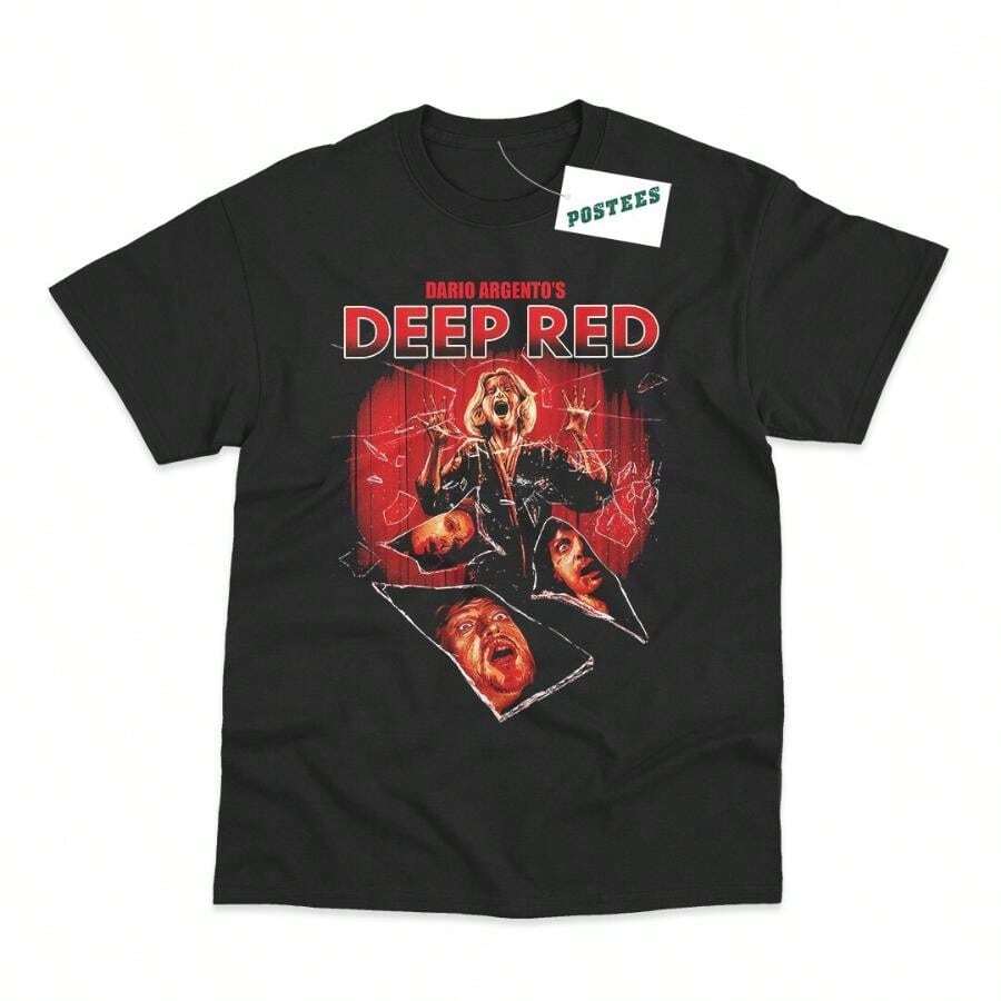Deep Red 1975 Movie Poster Style Inspired Direct To Garment Printed T-Shirt - màu đen - Xem 1