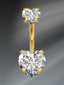 CIZME 1 件时尚不锈钢蝴蝶肚脐环，适合女士日常装饰，14G 金肚脐环心形方晶锆石肚脐环肚脐穿孔首饰肚脐环穿孔身体首饰 - 多色-2 - 查看 27