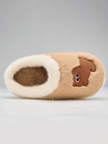 Pantuflas de felpa gruesa para adolescentes, niños y niñas, otoño/invierno, 2025 Nuevo fondo grueso cálido y antideslizante para el hogar