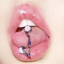 Colorful Hypoallergenic Stainless Steel Tongue Studs Gothic Piercing Chain Punk Tongue Studs Unique Statement Tongue Rings Surgical Steel Body Piercing Jewelry For Women