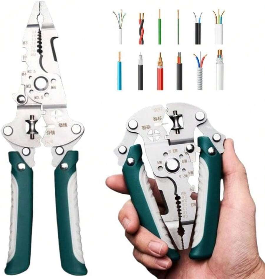 Herramienta pelacables, pelacables multifunción eléctrico, cortador de alambre 16 en 1, herramienta de pelado de alambre ajustable AWG 6-16, herramienta de prensado de alambre - 16 en 1 - Ver 1