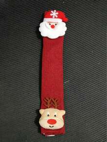 1pc Christmas Decoration, Linen Fridge Handle Cover & Microwave Oven Handle Cover With Cartoon Santa Claus Design