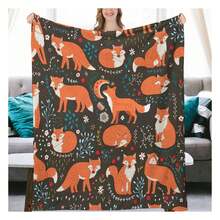 Cute Fox Blanket Funny Animal Fox With Flower Decor Throw Blanket Fox Gifts For Super Warm Soft Plush Lightweight  Flannel Blanket Winter Couch Bedding Blanket For Women Premium Weighted Blanket - Embossed Wolf Pack Design On Bamboo- Blend, Soothing Warmth For Reading Nooks & Anxiety Relief
