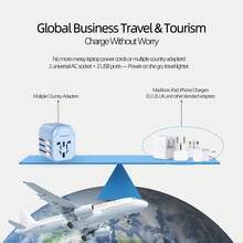 PHILIPS 便携式全球旅行适配器（型号：SPS1001A/93）- 英国/日本/欧盟插头转换器，兼容 200 多个国家/地区，升级版 USB-C 快速充电，高功率，适用于笔记本电脑和智能手机的二合一设计 - 英規插(220-240V) - 查看 10