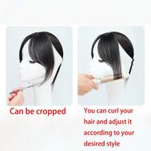 Handmade Invisible Hairline Bangs Hair Topper, Fluffy Natural Elegant Hairstyle Bangs Hair Clip, Covers White Hair, Claw Clips, Hair Accessories, Hair Extension, Hair Piece, Head Accessories - Multicolor - View 3
