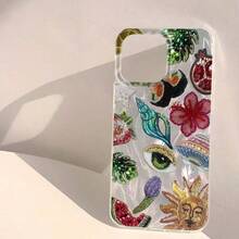 Funda para phone (1 unidad) con diseño moderno y único de corazones, granadas, estrellas y flores. Resistente al agua, a las huellas dactilares y a los arañazos. Transparente, suave y brillante. - Colores mixtos 2 - Ver 6
