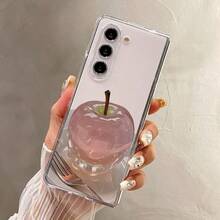 Transparent Folding Phone Case With Crystal Pink Apple Print Pattern Design Compatible With Sam Galaxy Z Flip Fold 3 4 5 6 7 Fold Case Design For Moto Razr 40 50 60 Ultra Cute Phone Case For Girl And Women - 無色 - 查看 2