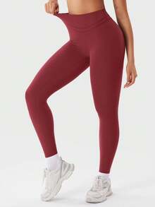 YEOREO Women's Workout Gym Leggings Julissa Hidden Scrunch Butt Sculpting Compression Mid Rise V Back Yoga Leggings 26\" - 安可拉紅 - 查看 2