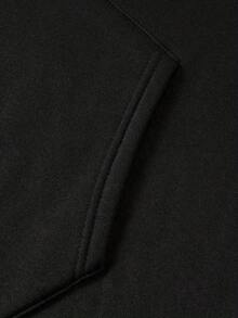 Sudadera con capucha de la Universidad de la Ciudad de Halloween - Estampa de calabaza geométrica, sudadera casual con bolsillo, 100% poliéster, ligeramente elástica, para usar en cuatro estaciones, ideal para usar informalmente los fines de semana - Negro - Ver 7