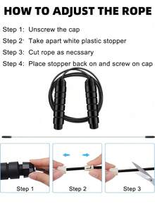 LMMAKE 1PC Premium Adjustable Jump Rope: High-Speed Ball Bearing Design For Daily Fitness Workouts, Perfect For Home, Gym And Outdoor Use. Suitable For All Fitness Enthusiasts. - Black - View 8
