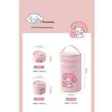 Sanrio 3-Layer Stainless Steel Thermal Bento Lunch Box, 600ml/400ml Capacity, Microwave , Leak-Proof, Long-Lasting Insulation, Suitable For Office Workers And Students