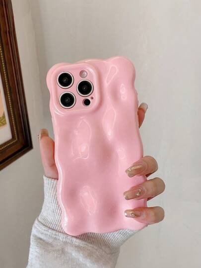 1pc Glossy Jelly Macaroon Squeeze Soft TPU Protective Phone Case With Cloud Wave Edge, Compatible With IPhone 17 Pro Max, 16, 16 Pro Max, 16 Pro, 16 Plus