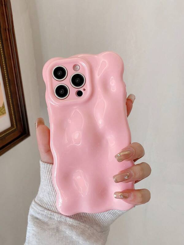 1pc Glossy Jelly Macaroon Squeeze Soft TPU Protective Phone Case With Cloud Wave Edge, Compatible With IPhone 17 Pro Max, 16, 16 Pro Max, 16 Pro, 16 Plus