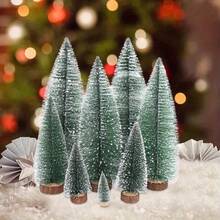 5pcs/Set Mini Christmas Tree Desktop Decor, DIY Pine Needle Christmas Tree With Snow, Christmas Desktop Tree, Christmas Home Decoration Christmas Decorations Room Decor Winter