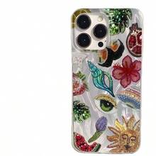 Funda para phone (1 unidad) con diseño moderno y único de corazones, granadas, estrellas y flores. Resistente al agua, a las huellas dactilares y a los arañazos. Transparente, suave y brillante. - Colores mixtos 2 - Ver 5