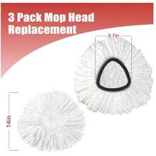Mop Head Replacement, 3 Pack Spin Mop Refill Replace Head Compatible O Cedar Easywring 1-Tank System, Great Cleaning Power, Microfiber, Helper Housework, Machine Washable Easy-To-Replace, White - trắng - Xem 5