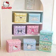 1pc Sanrio Hello Kitty Cute Cartoon Multi-Function Storage Box, Dorm Desk Organizer Basket, Foldable Home Decor Storage Bin, Girly Heart Design