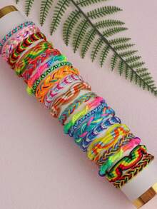 10/20 piezas Pulsera de cuerda tejida a mano para niña, moda, colorida, cuerda de la suerte, regalo diario para amigos, accesorios de joyería