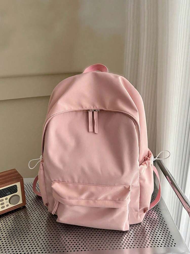 1 Peça Mochila Clássica Básica Sólida e Estilosa de Volta às Aulas, com Compartimento para Laptop, Alças Ajustáveis e Múltiplos Bolsos Espaçosos, Bolsa Estudantil Leve de Alta Capacidade para Uso Casual, Viagens, Escola e Volta às Aulas, Perfeita para Adolescentes/Estudantes/Formandos, Disponível em Várias Cores - A - Visão 14