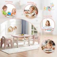 Kids Table And 2 Chairs Set, Large Built-In Storage, Montessori Toddlers Table And Chairs Set, Kids Activity Table For Drawing Dining Playing, CPSC & ASTM Approved - 粉色 - 查看 5