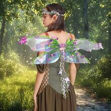 Butterfly Wing For Women, 3D Flower Fairy Sheer Wings Halloween Cosplay Supplies - Purple - View 5
