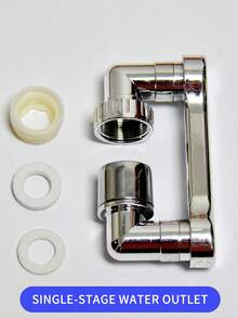 双齿轮银色通用1080°旋转机械臂旋转延长器，ABS水龙头起泡器，旋转水龙头机械臂，多功能防溅水出水嘴延长杆 - 銀色 - 查看 2