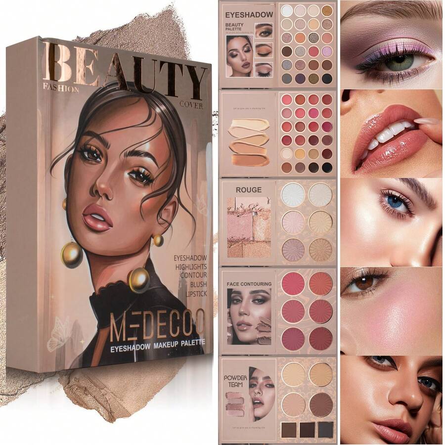 The Multifunctional Makeup Palette Set, A 67-Color Makeup Palette Including Eyeshadows, Blushes, Lipsticks, Highlighters And Contouring Products, Is Easy To Carry. The All-In-One Makeup Is The Best Gift For Ladies And Teenagers. - 咖啡棕 - 查看 1