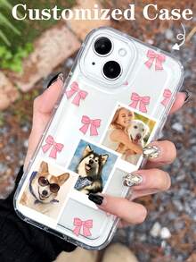 1 pieza Funda de teléfono personalizada con dibujo de lazo y mascota, funda protectora de teléfono a prueba de golpes y gruesa, adecuada para iPhone 11, 13, 15, 16 Pro Max