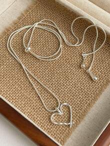 1pc Fashionable Everyday Versatile Heart Adjustable Necklace, Suitable For Women, Versatile Accessory For Personal Styling