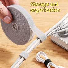1 Rolle solider Saugnapf-Gurt, 5 Meter lang, geeignet zum Befestigen von Datenkabeln, passend für Familien mit Schulanfang. Grauer tragbarer Kabelorganizer, Datenkabel-Aufbewahrungswerkzeug, Klettband-Gurt, Kabelorganizer, für den täglichen Hausgebrauch.