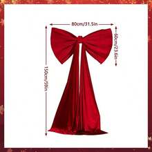 1 件巨型豪华蝴蝶结装饰 - 80x150 厘米缎面婚礼拱门背景套件，带飘逸丝带，适用于婚礼、新娘送礼会、单身派对、生日、圣诞派对装饰（红色/粉色）