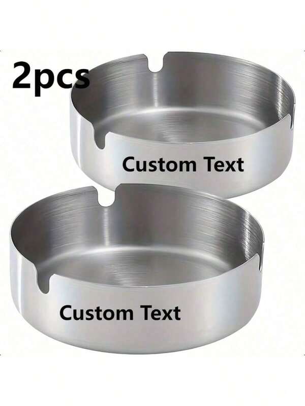 Custom Stainless Steel Ashtrays Engraved With Text, Name, Phone Number, Company Name - Advertising Small Gift Engraved Portable Silver Ashtrays For Bars, Graduation Ceremony, Party Giveaways, Creative Gifts And Promotional Customization, Ideal Gift For Dad, Grandfather, Husband, Dad, Boyfriend