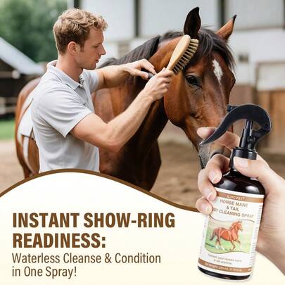 GJYC PET Xịt làm sạch khô lông ngựa | Làm sạch nhanh, gỡ rối và làm mới bộ lông sẵn sàng cho buổi trình diễn | 6,76 fl oz | Công thức tự nhiên, không thử nghiệm trên động vật | Dành cho tất cả ngựa và ngựa con