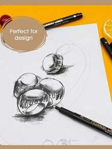 Mobee Super Schwarzer Deutscher Tintenpigment Liner 3/6/12 Feine Stift Set Metallclip Hochwertige Feine Spitze Marker Wasserbasierten Liner Feine Stifte Malen Skizzieren Zeichnen Meister Premium