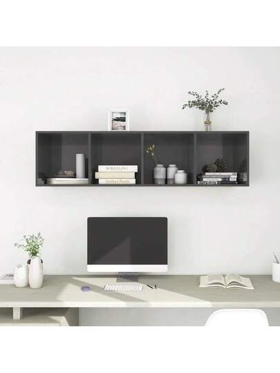 VidaXL TV Wand Unit 37x37x142.5 Cm Finished Wood High Gloss Grijs view 6