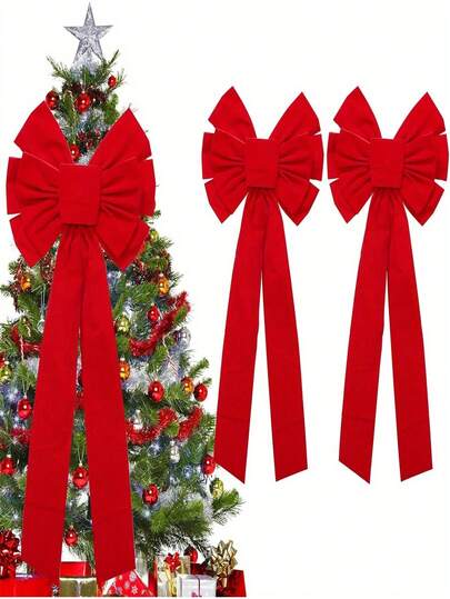1/2 dużych kokard świątecznych, stroik na samochód i choinkę, dekoracja wianka na świąteczny dom, drzwi wejściowe, patio i na zewnątrz, świąteczna dekoracja drzwi | Eleganckie kokardy świąteczne | Luksusowy wygląd, girlanda świąteczna
