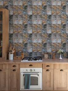 1 Roll 1m/3m/5m Vintage Blue Gray Geometric Stone Pattern Removable And Self-Adhesive Vinyl Wallpaper, DIY Home Decor For Bedroom, Kitchen, Living Room, Bathroom, Cabinet, Furniture Renewal Wall Paper Wall Stickers Room Decor Wall Decor Wallpaper Peel And Stick Bathroom Decor