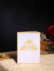 1pc Classic 3D Nativity Card (Including 1 Envelope + 1 Handwritten Card + 1 3D Greeting Card), Congratulations Card, Surprise Gift For Friends, Gift For Family, Suitable For Important Festivals