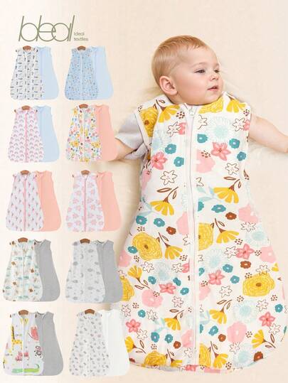 2pcs Sleeveless Sleep Sack With Rounded Bottom Light And Comfortable 2-Way Zipper Toddler U-Shaped Sleeping Bag, Sleep Sack Wearable Blanket Baby