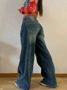 Vintage Loose Straight Leg Jeans For Teenagers