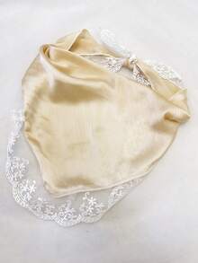 1pc Khaki Solid Color Fabric Lace Triangular Scarf, Versatile Headwear, Headband, Daily Use Fall Hair Accessories Autumn Women Bandana Sport Yoga Workout Winter Hair Band For Vacation Outfits Woman