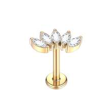 SWANJO 1 chiếc khuyên tai titan 5 viên đá CZ hình marquise, ren trong, dùng cho helix, tai, tragus, daith, trang sức body piercing - TC039 - Xem 13