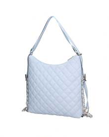 Borsa a spalla convertibile in zaino - Modello False - Vera pelle - RR220714423FBG - celeste - Visualizzare 2