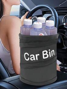 1pc Multi-Function Car Trash Can, Spiral Garbage Bin, Foldable Car Organizer Box - Black - View 8