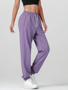 Women's Loose Fit Jogger Pants - Breathable Athletic Lounge Pants For Gym & Streetwear Spring - Purple - View 2