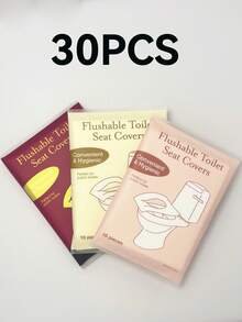 10/30/50pcs Disposable Toilet Seat, Flushable Paper Toilet Seat, Portable Toilet Seat Stickers, Essential Travel Accessories, Dissolvable Paper Toilet Seat, Travel Business Toilet Mat, Suitable For Airplanes, Travel, Public Toilets And Camping, Air Travel Camping Equipment, Can Be Quickly Decomposed, Lightweight And Hygienic, Bathroom Decoration Autumn Decoration