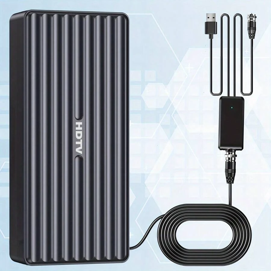 Antena de TV de largo alcance, modelo 2025, antena HD interior para televisores inteligentes y antiguos, compatible con 8K 4K 1080p, amplificador de señal con cable coaxial de 10.0 metros, alimentado por USB, voltaje de funcionamiento de 5V, sin batería requerida, solo receptor de señal de radio