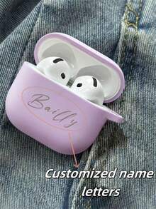 [Customized]Personalized Custom Luxury Engraving Name Letter Customized Cover Compatible With Airpods 1 2 3 4 Pro 2 Silicone Earphone Case