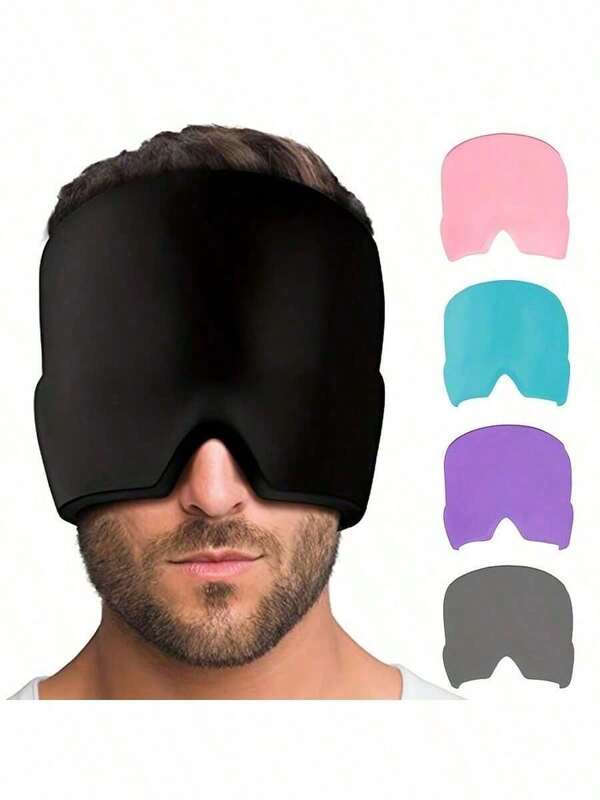 1 peça de touca de cabeça com bolsa de gelo em gel refrescante, touca de gelo em gel refrescante, touca de terapia quente e fria, touca de tratamento frio e quente, alivia enxaqueca, compressa fria para dormir, touca de cabeça para enxaqueca, touca de gelo em gel para cabeça e olhos, chapéu de resfriamento físico para enxaqueca, compressa fria e quente refrescante para enxaqueca, para atividades ao ar livre, esportes, viagens, cozinha, quarto, escola, escritório e para mulheres, homens, crianças, adultos, Natal, Halloween