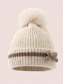 2pcs/Set Bow Decor Kids Hat & Scarf Set, Cute Winter Knit Beanie & Neck Warmer For Baby Boys & Girls - Multicolor - View 5